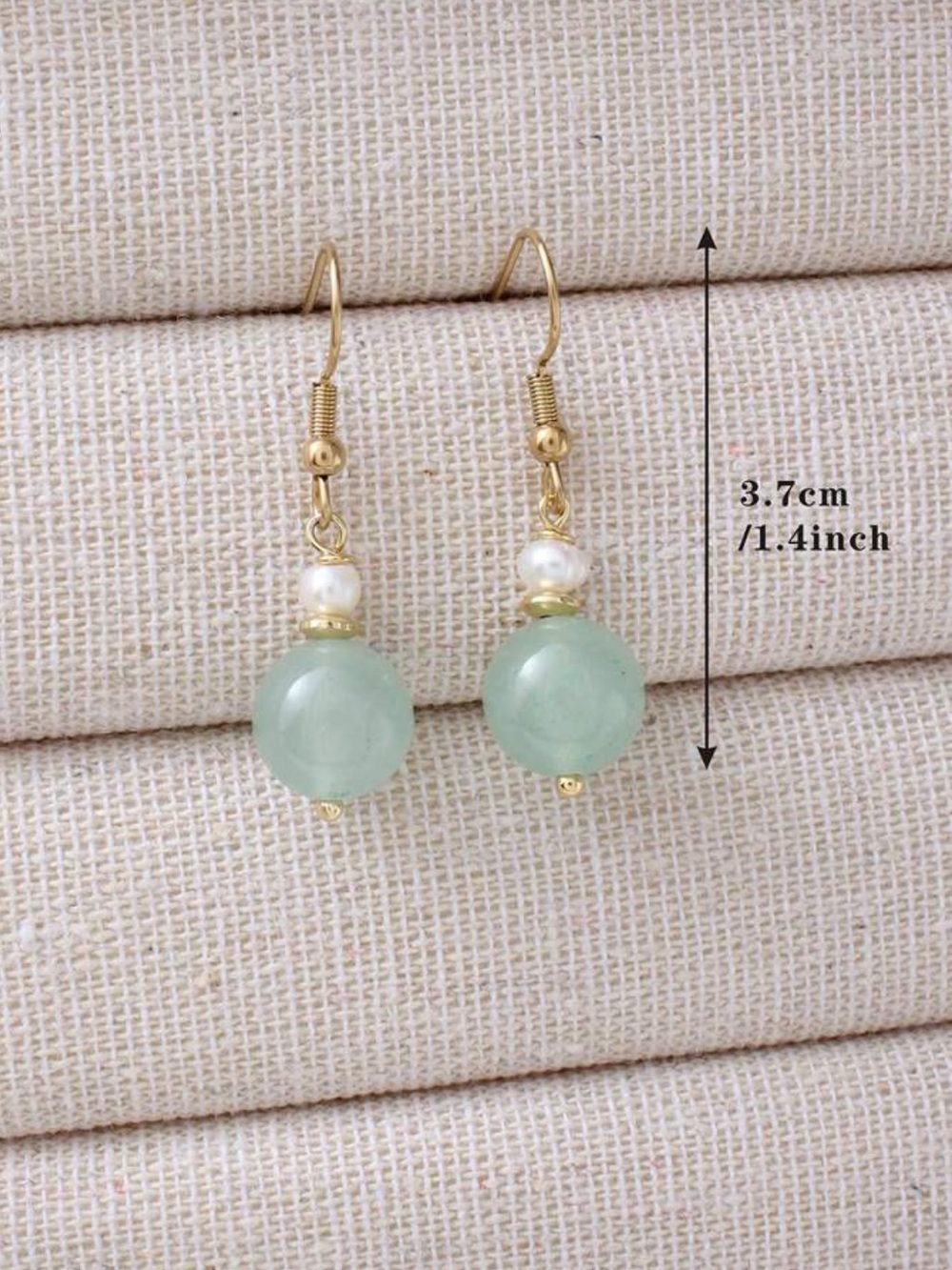 Natural Green Aventurine Drop Pierced Earrings For Women NEW